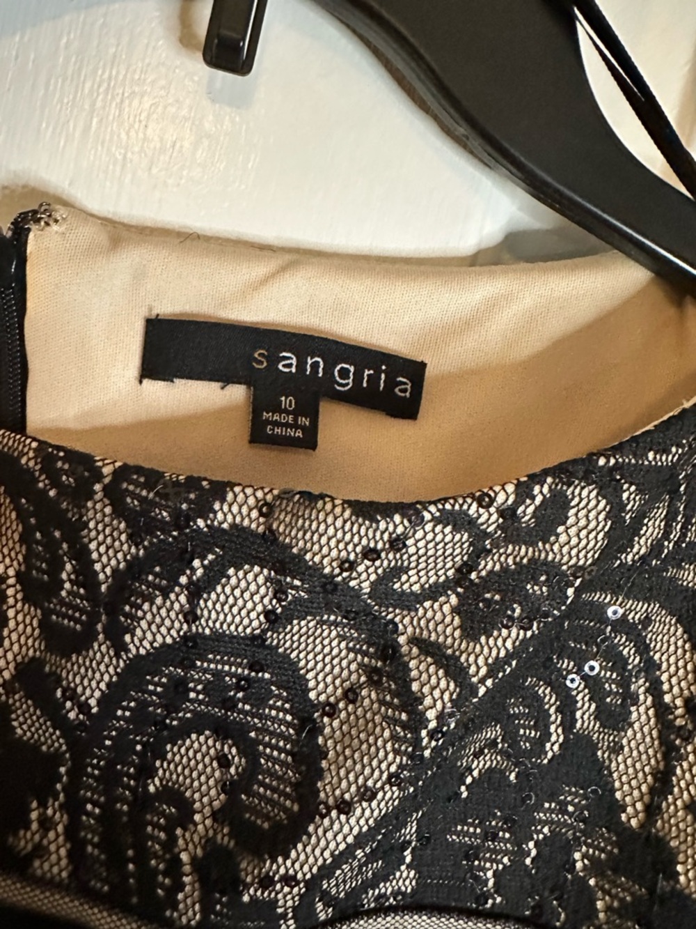 Signature by Sangria Black Lace & Ivory Striped Maxi Dress - Picture 3 of 3
